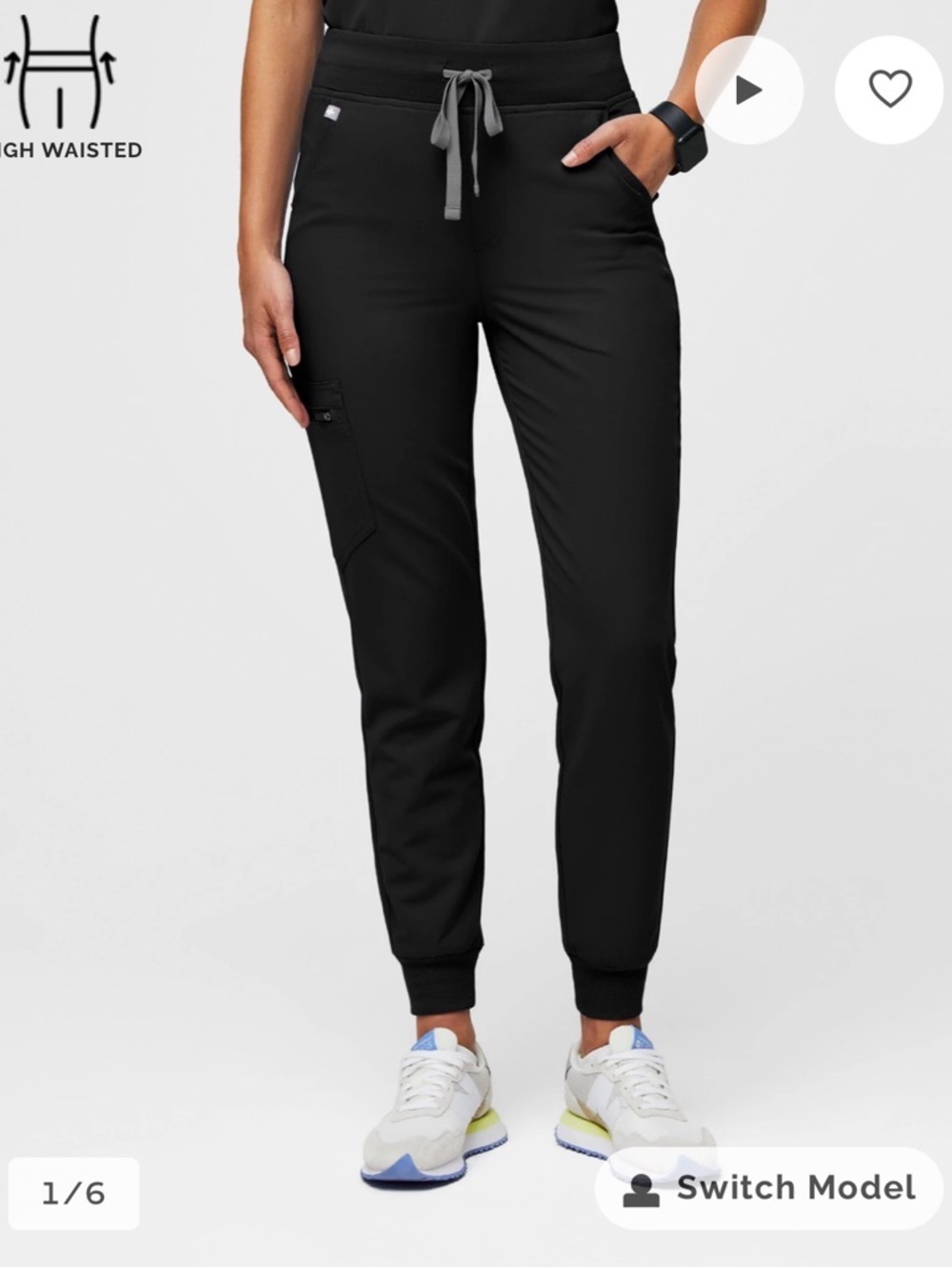 Figs Zamora High-Waisted Black Jogger Scrub Pants